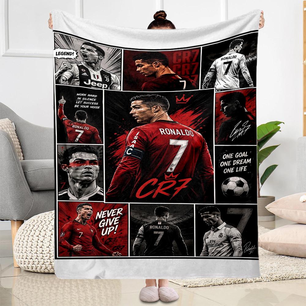 Ronaldo's Legendary Journey Blanket Soft Warm Cozy Suitable for Sofa Seaside Livingroom for All Occasions Playful Design Gifts For Family Or Friends