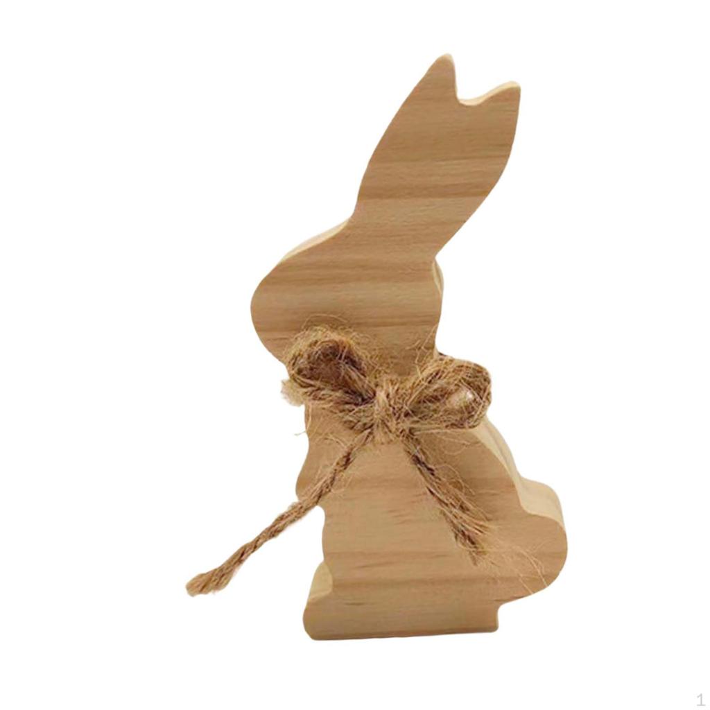 Wooden Bunny Sign Centerpieces Bookshelf Indoor Accent Unfinished Rabbit Block Easter Table