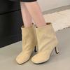 Autumn Winter Square Toe Ankle Boots for Women Low Thin High Heels Female Party Dress Modern Short Shoes  De Mujer