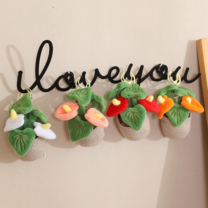 Artificial Potted Green Plants Plush Toys Backpack Key Pendant Super Soft Dolls Comfort Pillow Cartoon Girls Boys Birthday Gift