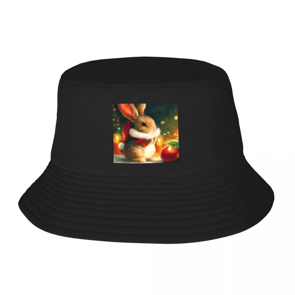 Christmas Rabbit Bucket Hat Boonie Hats Golf Elegant Womens Hats Unisexs