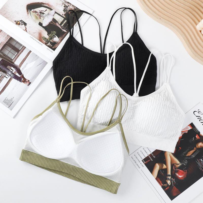 Plus Size Red Spaghetti Strap Backless Bra for Women Non-magnetic Student Sports Cami Bustier Push-Up
