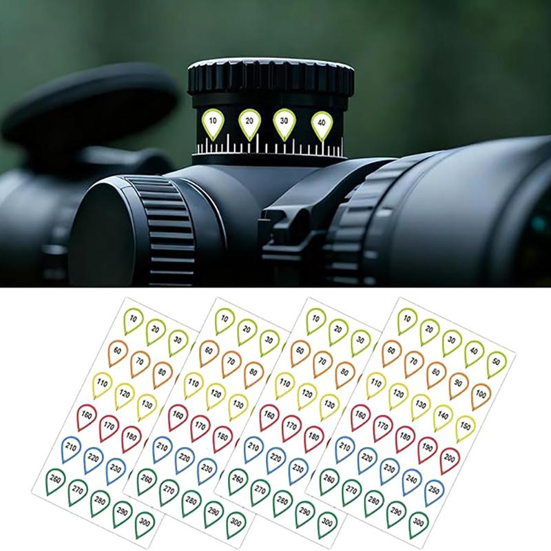 10 Sheets Rifle Scope Turret Stickers Rifle Scope Turret Tags For Close-Range & Mid-Range Precision Target Shooting Hunting