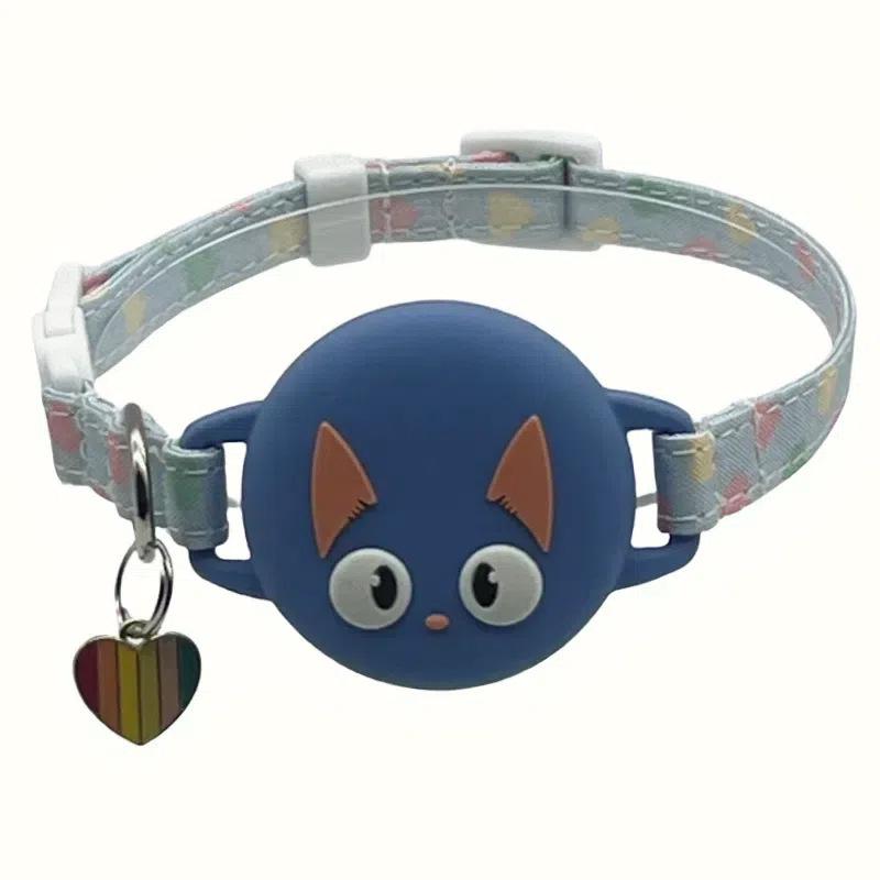Leuchtender Anti-Würgen Katzen AirTag Halsband mit Silikon Schutzhülle