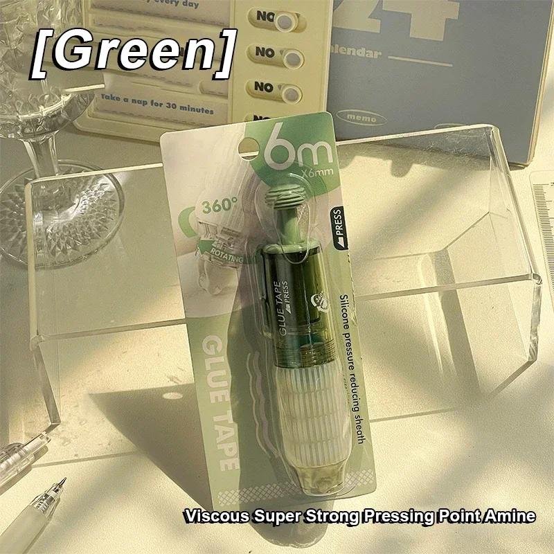

Pen Style Push Point Adhesive Cute Dots Glue Tape Viscosity Replaceable Core Correction Double-Sided Tape Stationery Supplies зелений