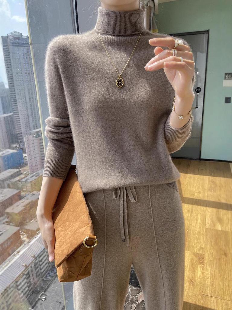 Women's 35% Cashmere Seamless Turtleneck Sweater - Versatile Knit Pullover