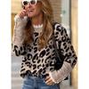 Women's Crew Neck Long Sleeve Leopard Print Sweater Loose Fit Casual Knit Pullover
