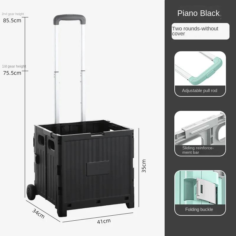 Portable Camping Trolley Multifunctional Camping Storage Box with Adjustable Handle Outdoor Camping Picnic Folding Trolley