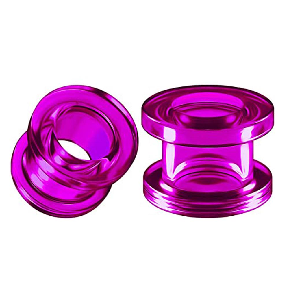 Silicone Double Flared Saddle Piercing Jewelry Stretched Ear Plugs Earring Lobe Acrylic External Flesh Tunnel Purple