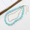 2Pcs/Set Stone Colorful Resin Necklace Bead Clavicle Chain Creative Stone Beads Short Choker  Girls