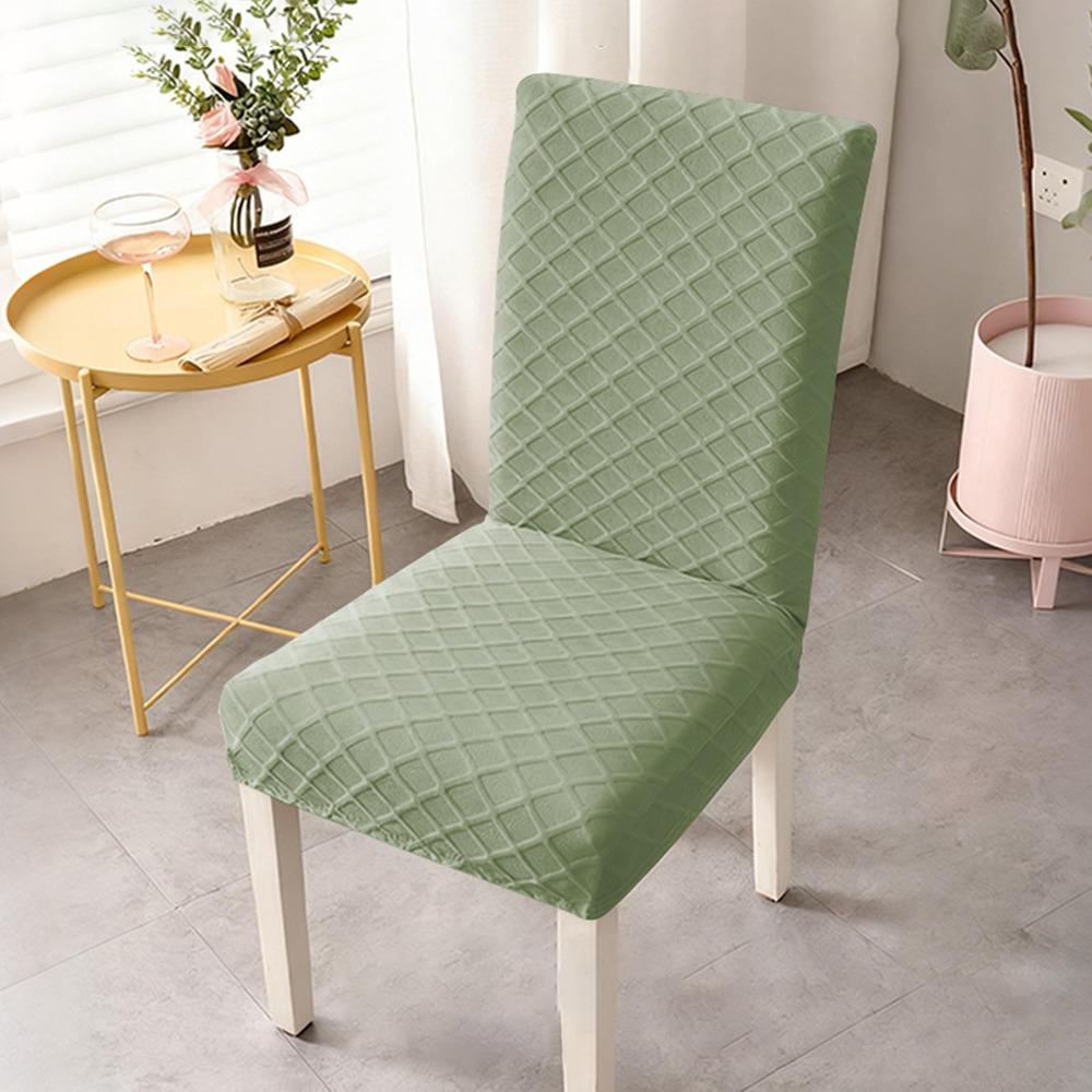 New Elastic Stretch Dining Chair Cover Dustproof Solid Color Jacquard Chair Cushion Cover Waterproof Chair Protectors Household