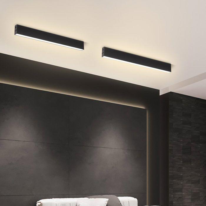 Plafonnier LED - NETTLIFE - 53 cm - Noir - Variateur télécommande - LED intégrée 3000K