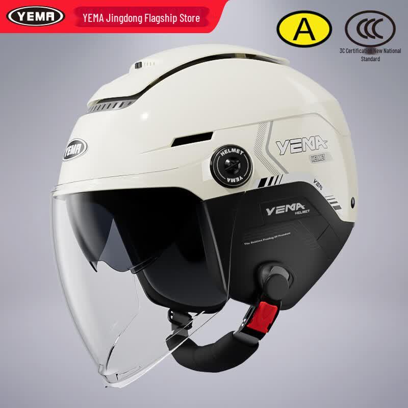 YEMA 370S Dual Visor All-Season Motorcycle & E-Bike Half Helmet