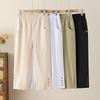 Dames High-Waist Elastische Capris: Lichte, Rechte Broeken voor Middelbare Leeftijd en Ouderen, Grote Maten Zomerkleding