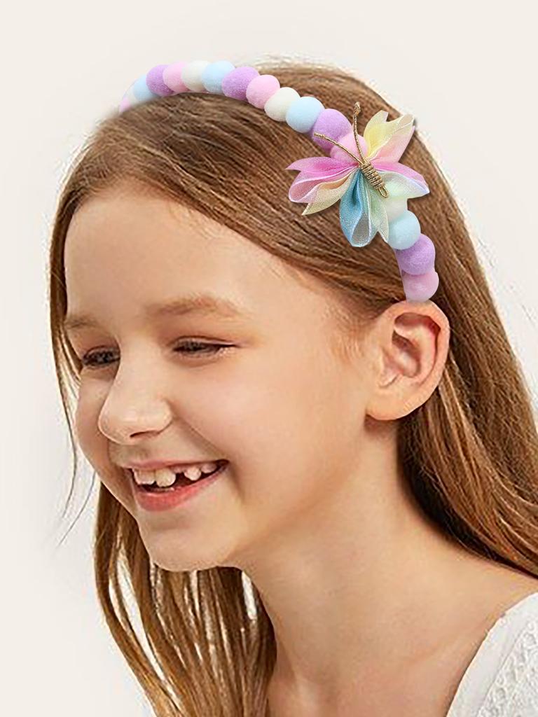 Modische Glitzer-Stern-Stirnbänder für Mädchen Regenbogen-Spitze Haarband Niedliche Schmetterlingsform Haarreif Kinder Party Haaraccessoires