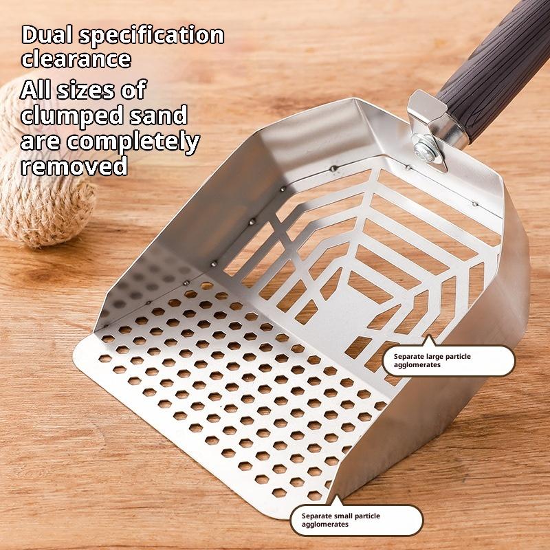 Stainless Steel Cats Litter Scoop Durable Long Handle Mesh Carbon Steel Large Size Scooper Litter Filter Pet Cleaning Tools
