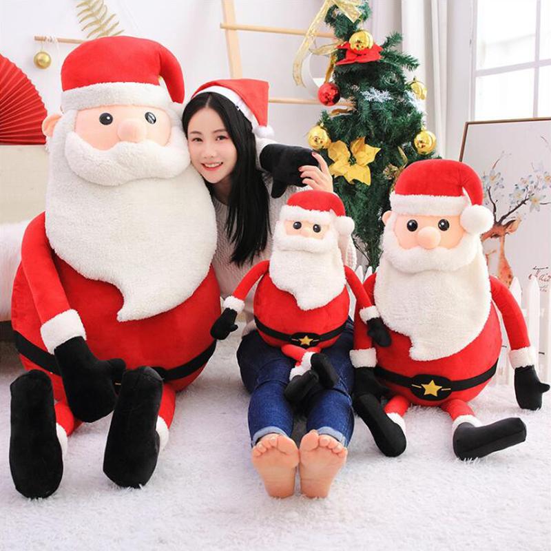 60/90cm Vacation Xmas Santa Claus Plush Playthings Snowman Stuffed Doll Elk Holiday Home Decoration Children Xmas Present Best Friends