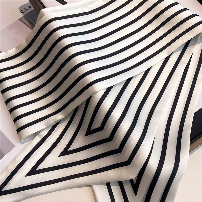 Silk Scarf: Long, Narrow, High-End Print for Spring and Summer - Versatile as Shirt Ribbon, Belt, or Hair Tie.