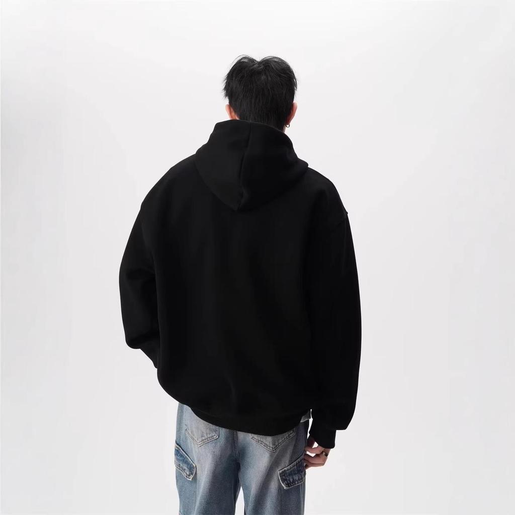 Men's Heavyweight Half-Zip Hoodie: Trendy Spring/Autumn High Street Design, Versatile for Sports & Couples