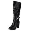Fashion 2025 Women Boots Autumn and Winter New High Heels Knight Boots Fashion Retro Belt Buckle Knee High Boots Female Plus Size 43