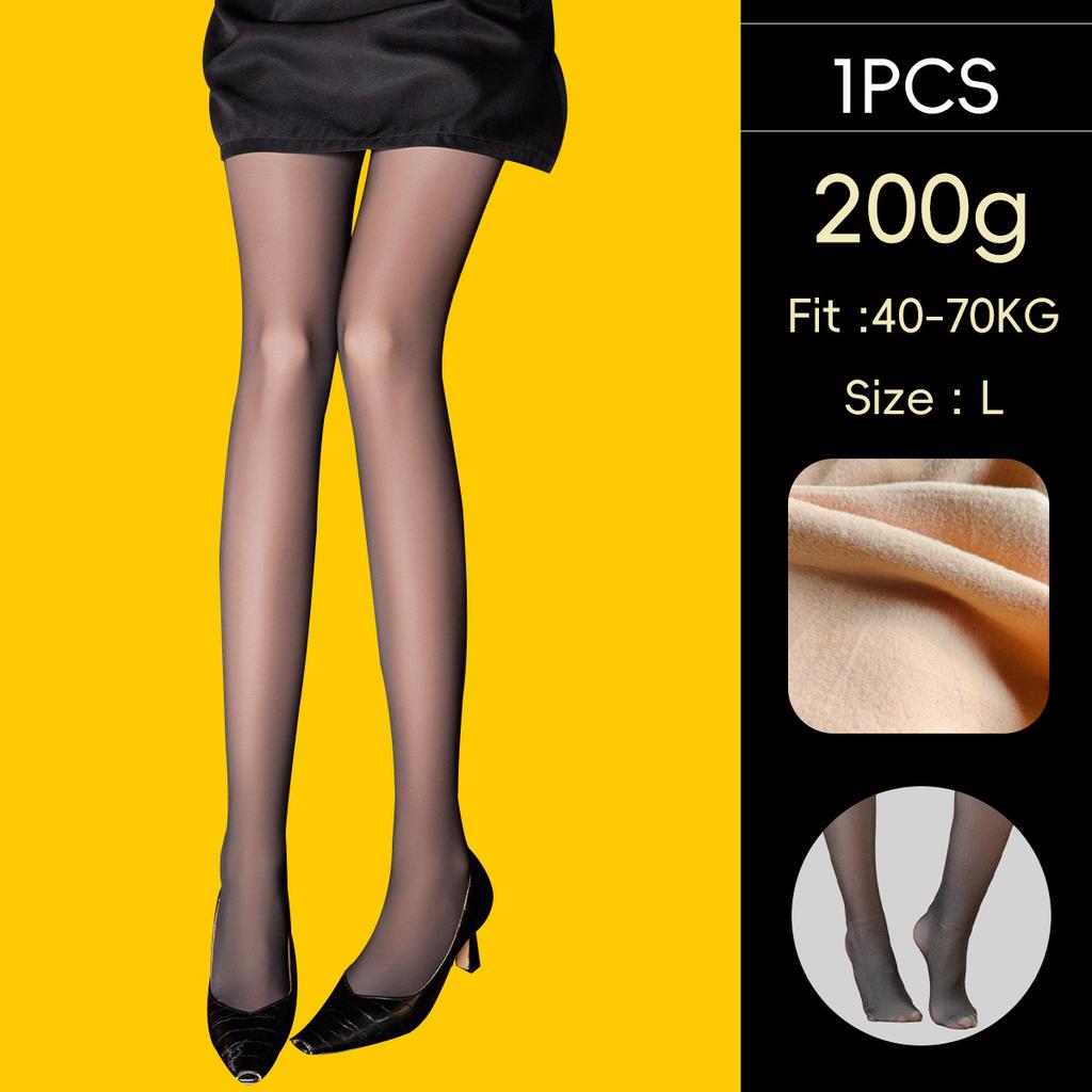 Women's Fleece Lined Tights Opaque Pantyhose High Elastic Butt Lifter Solid Color Warm Winter Hosiery Stockings