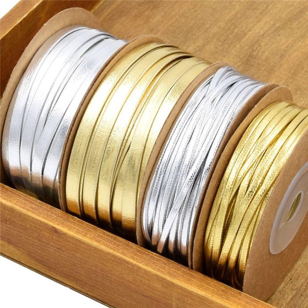 Craft Gold Silver Leather Ribbon Matte Flat PU Rope Jewelry Accessories Home Party