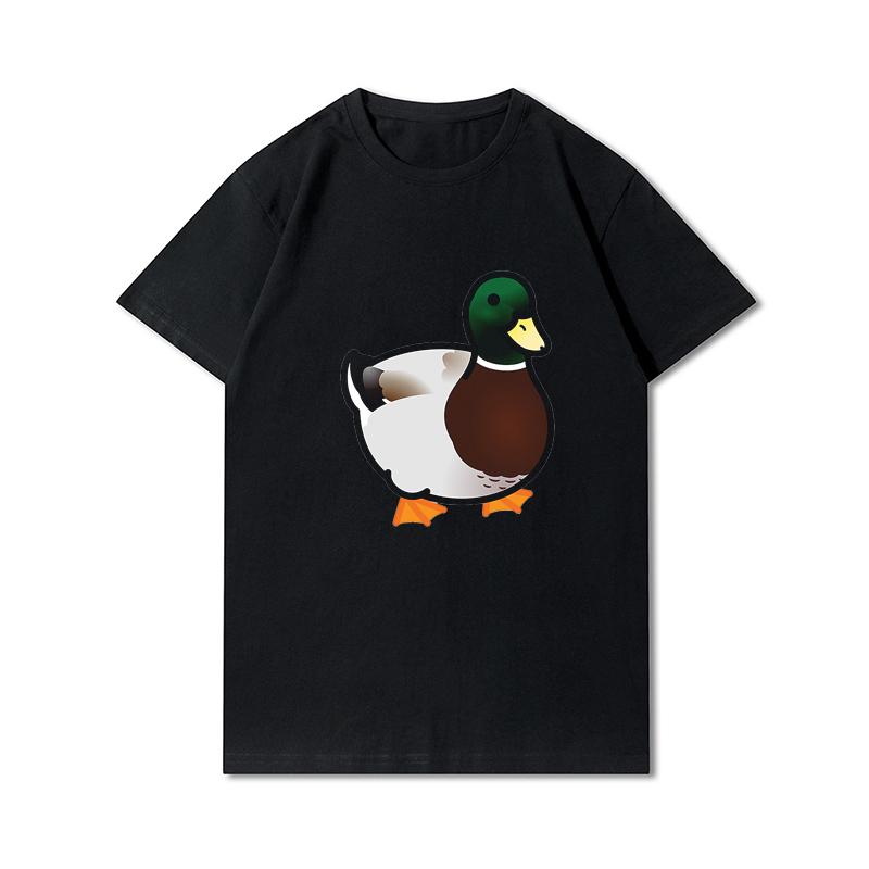 Letní trička větší velikosti pro ženy Whisling Duck Potištěné Neformální tričko s krátkým rukávem Topy 100% bavlna Oversize O Trička s výstřihem