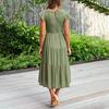 Women Dress Flying Sleeves Large Hem Summer Smocked Tiered Dress Streetwear