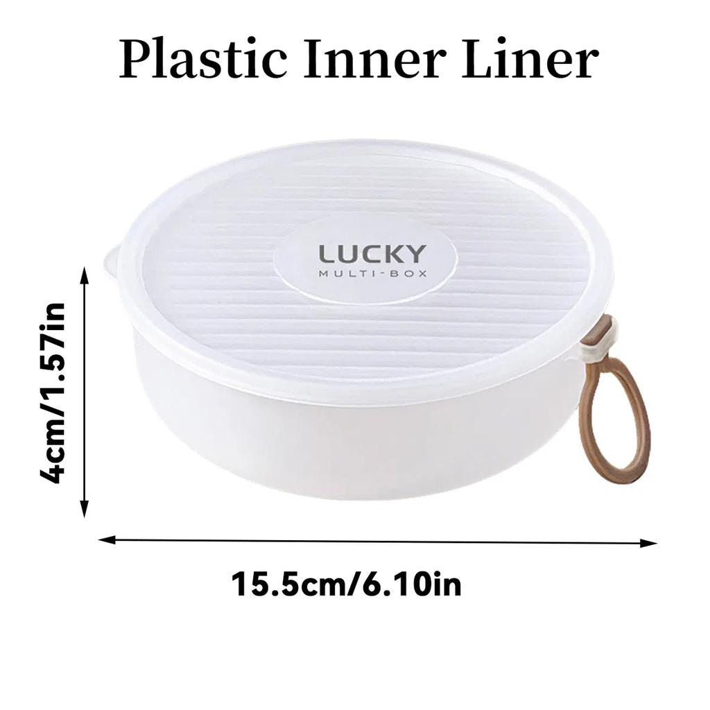 WORTHBUY Plastic/304 Stainless Steel Lunch Box For Student Kids Portable Microwave Round Leak-proof Fruit Salad Lunch Container