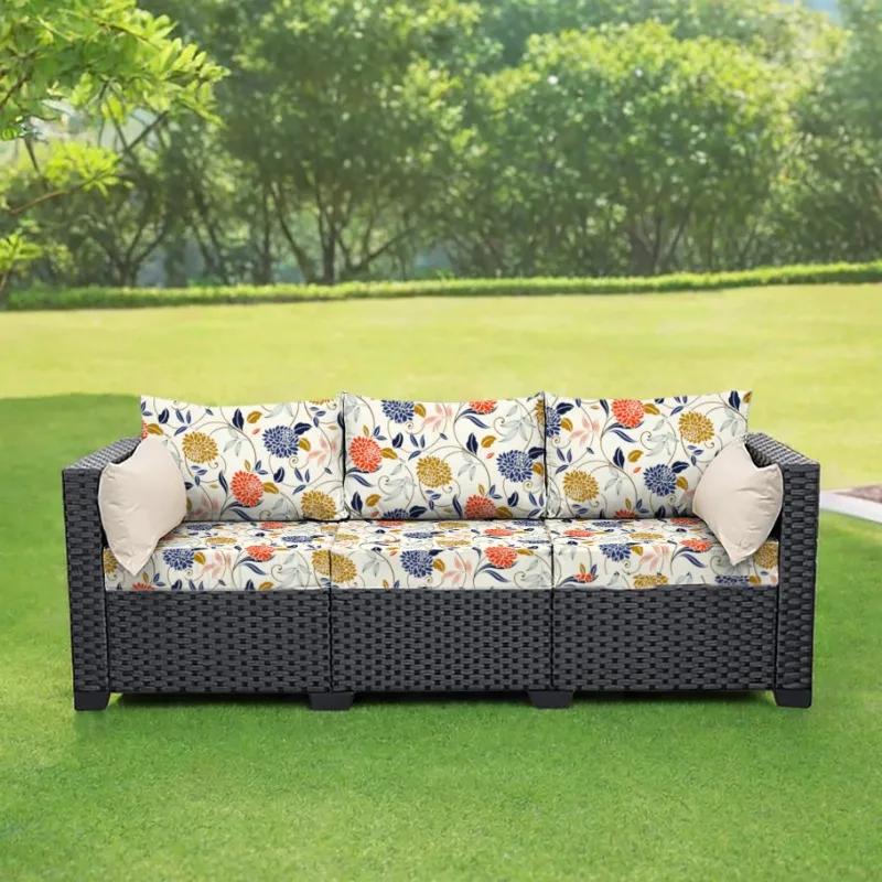Patio Waterproof Printing Sofa Seat Furniture Protector Slipcover Stretch Sofa Cushion Cover with Elastic Bottom for Living Room