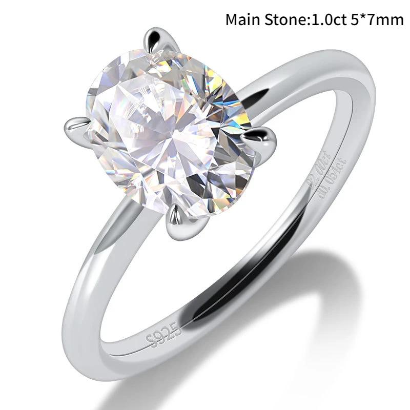 M-JAJA 1-3ct Moissanite Engagement Ring for Women Oval Cut D VVSI Diamond Wedding Band Bridal Sets S925 Silver Solitaire Ring 4.5&With Certificated
