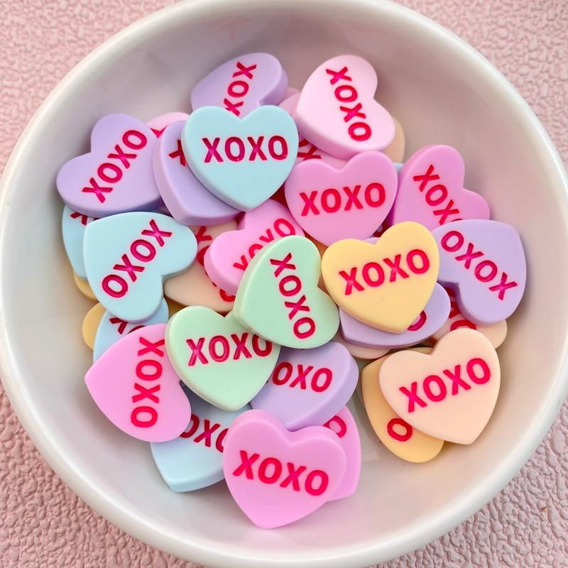 

10Pcs New Cute Cartoon XOXO Love Series Flat Back Ornament Jewelry Bows Accessories