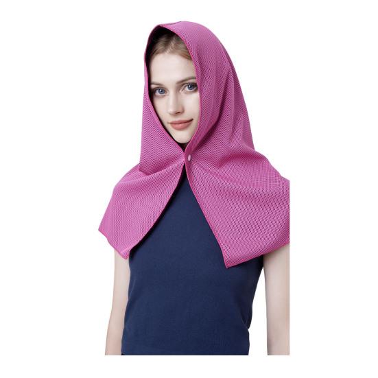 Cooling Hooded Headscarf Button Closure UV Protection Towel Quick Dry Portable Design Unisex Gym Towel