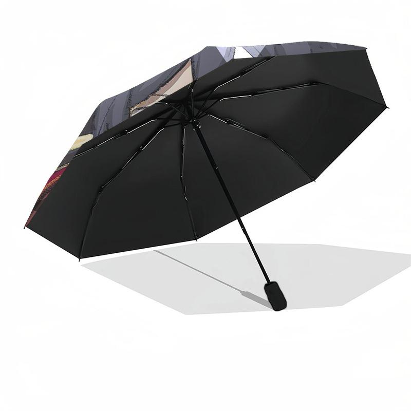 1pc Outdoor Umbrella with Demon Slayer Design - Automatic Opening/Closing Umbrella with Portable Tri-Fold Design, 8-Rib Iron Frame, Perfect Gift