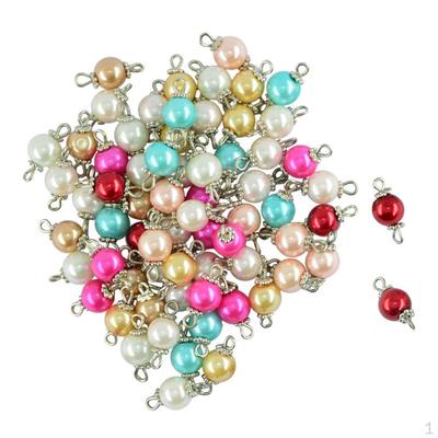 50 Piece Colorful Eye Pin Glass Pearl Daisy Charms Pendant Loose Beads