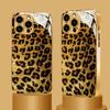 Golden Black Leopard Print Metallic Tempered Glass Phone Case For iPhone 11 12 13 14 15 16 17 18 Pro Max 14 Plus 17Air 16E Cover