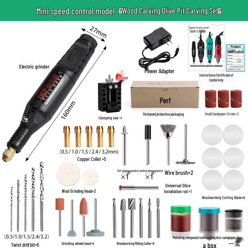 Mini-Hand-Elektroschleifer für Holzschnitzerei, Jade-Politur & Gravur