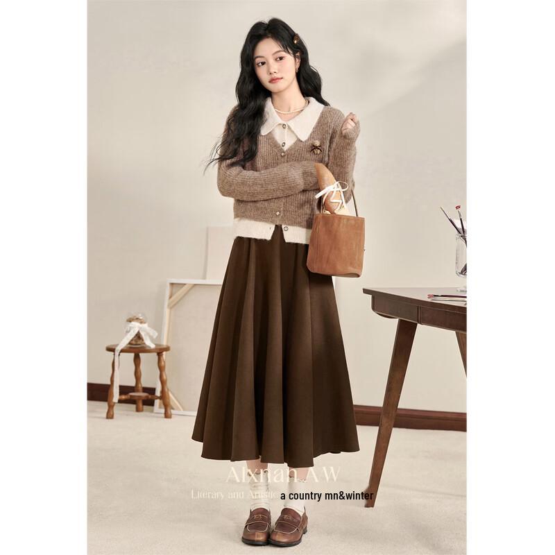 Women's Faux Two-Piece Christmas Knit Sweater