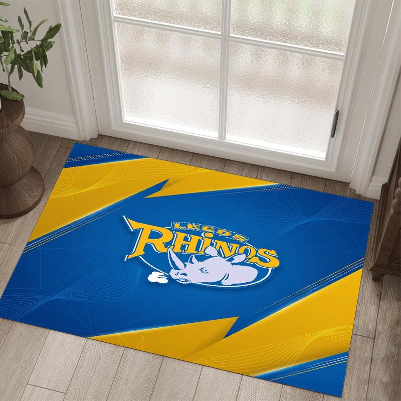 Leeds Rhinos Design Crystal Velvet Carpet Cozy Non?Slip Printed Rug For Bedroom Living Room Entrance