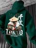 Mikina s kapucí ve stylu japonského Ronina Kendo Samuraje, Potiskovaná mikina, Trendy pouliční styl, Retro a univerzální, Nezbytný kousek na podzim