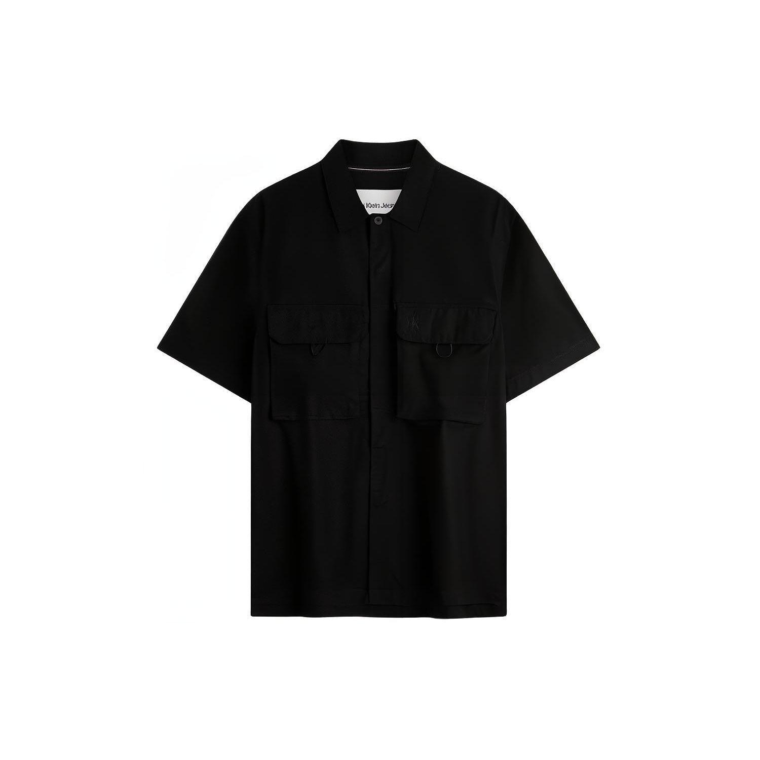 

Calvin Klein Solid Color Comfortable Casual Workwear Pocket Short Sleeve Shirt Men shirts Space-Black ZM02826-BEH