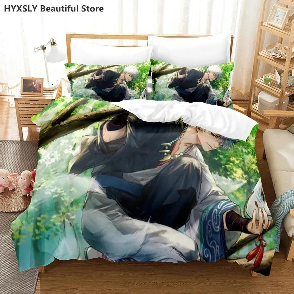 Gintama Anime Bedding Set Quilt Cover Pillowcases Single Double Full Queen King Boys Teens 3D Sakata Gintoki Duvet Cover