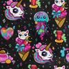 Royal Velvet Fabric Polyester For Sewing - Motif Various Kawaii Elements