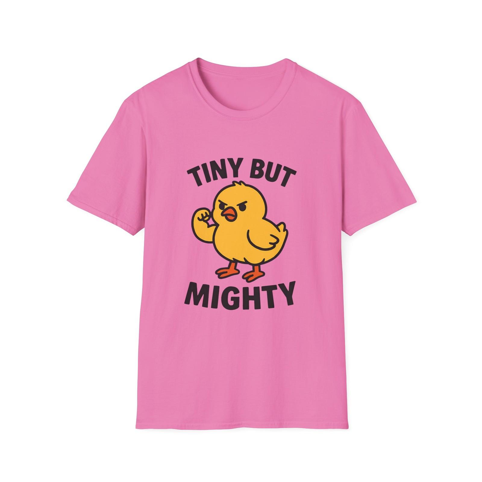Unisex Softstyle T-Shirt Mens Womens Tees Top Tiny But Mighty Funny Chick Cartoon Confidence Tee XL