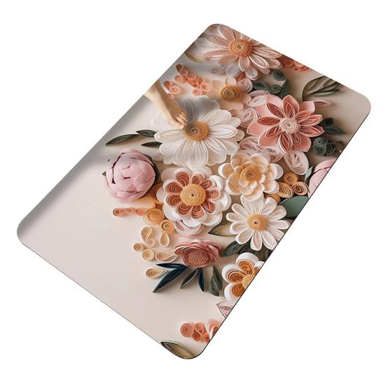 Podložka na podlahu 3D Koberec Optická iluze Květinová koupelnová předložka s dvojitým protiskluzovým designem Rychleschnoucí Snadno se čistí Koupelnová předložka