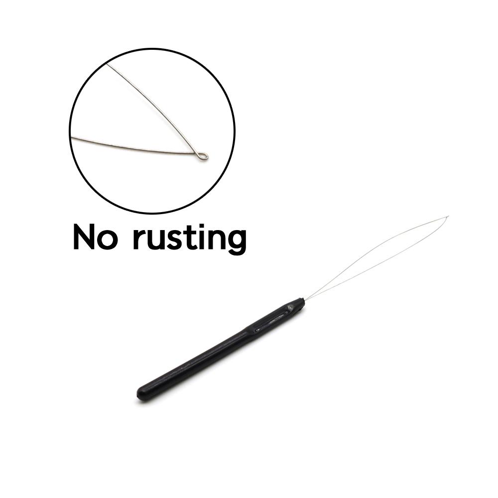 5Pcs Micro Rings Beads Tool Loop Plastic Handle Pulling Needle Wigs Hair Extensions Looper with Iron Wire Salon Barber Supplies