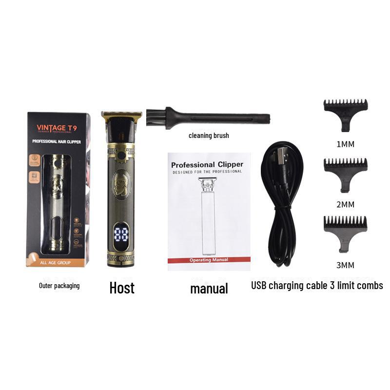 Electric Hair Clipper and Trimmer - Stainless Steel, Oil Head, Carving, Shaving