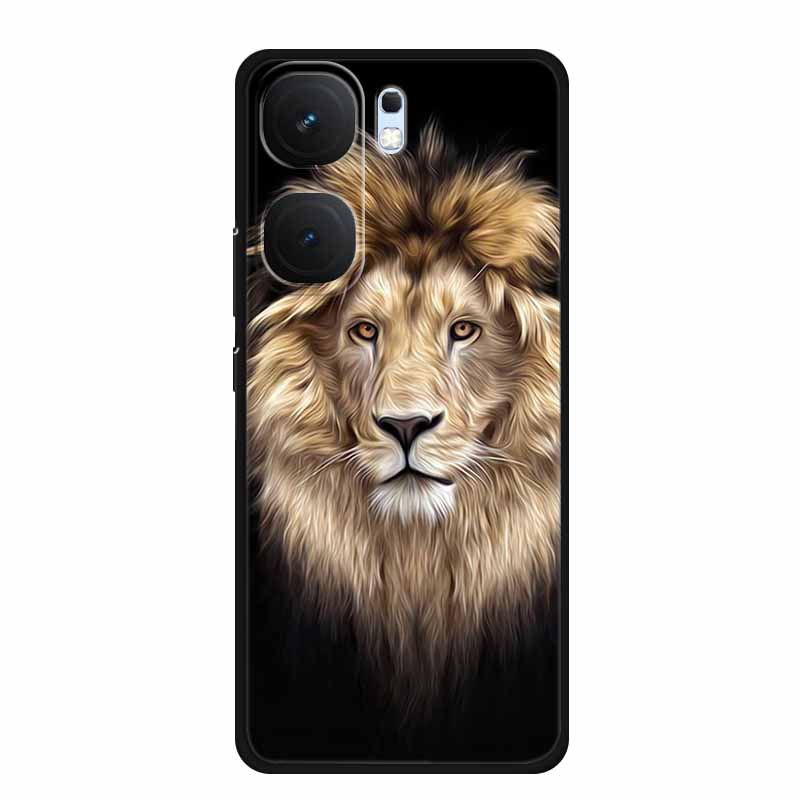 For Vivo iQOO Neo9 Pro Case TPU Silicone Soft Back Cover for Vivo iQOO Neo9 Neo 9 Black Fashion Cool Animals Coque Lion Tiger