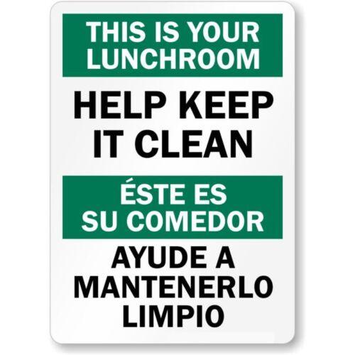 Bilingual Cafeteria Lunchroom Aluminum Weatherproof SignAluminum 20x30cm(7.8x11.8inch)