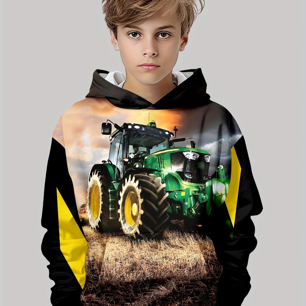 Children's Clothing Hoodies Long Sleeve Kid Clothes Boys Cartoon Children's Fashion Tractors Print